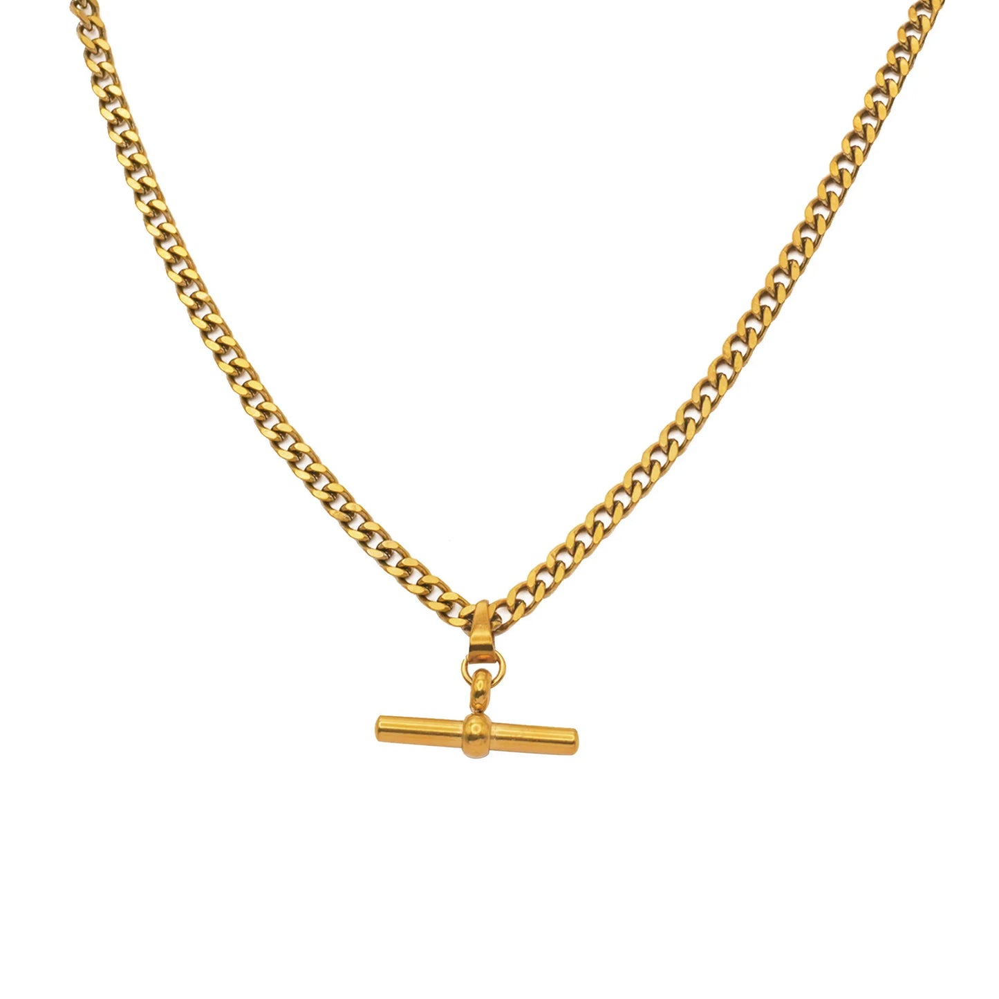 T-Shape Stainless Steel 18K Gold Plated  Geometric Design Necklace