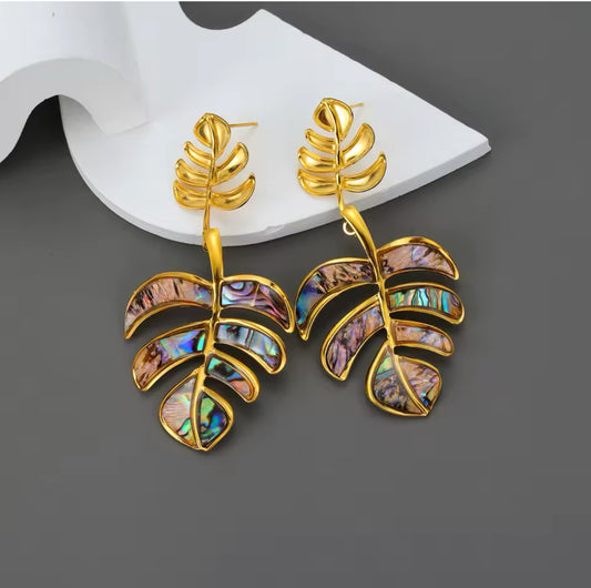 Spiral Petal Pleated 304 Stainless Steel 18K Gold Plated Backs Drop Earring