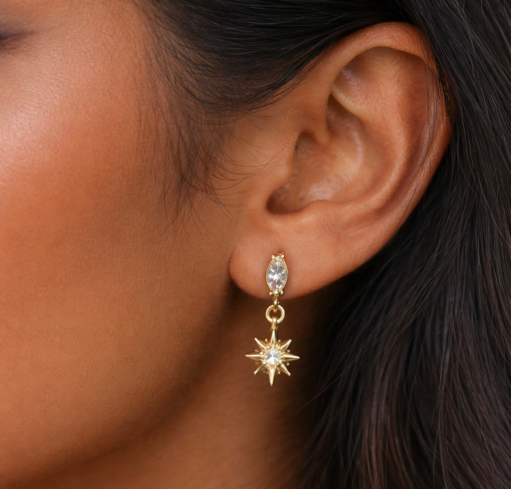 Twinkle Star Zirconia 18K Gold Plated 304 Stainless Steel Earring