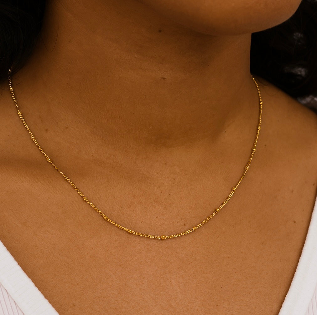 Balled 304 Stainless Steel 18K Gold Plated Necklace