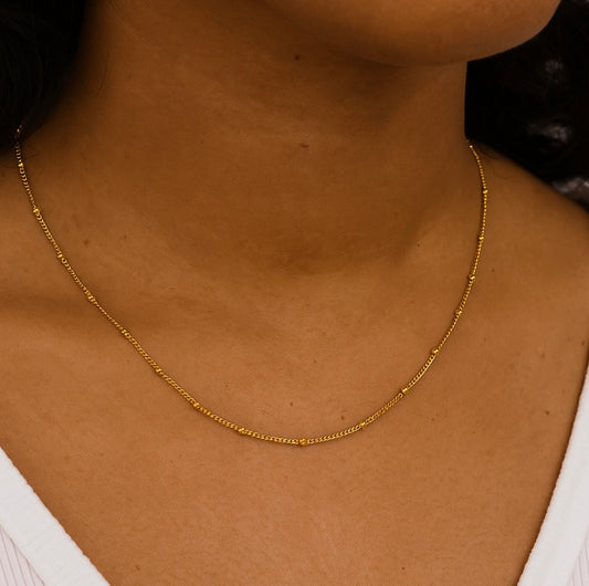 Balled 304 Stainless Steel 18K Gold Plated Necklace