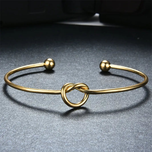 Stainless Steel Handmade Solid Color Asymmetrical Plating Knot Cuff Bracelets
