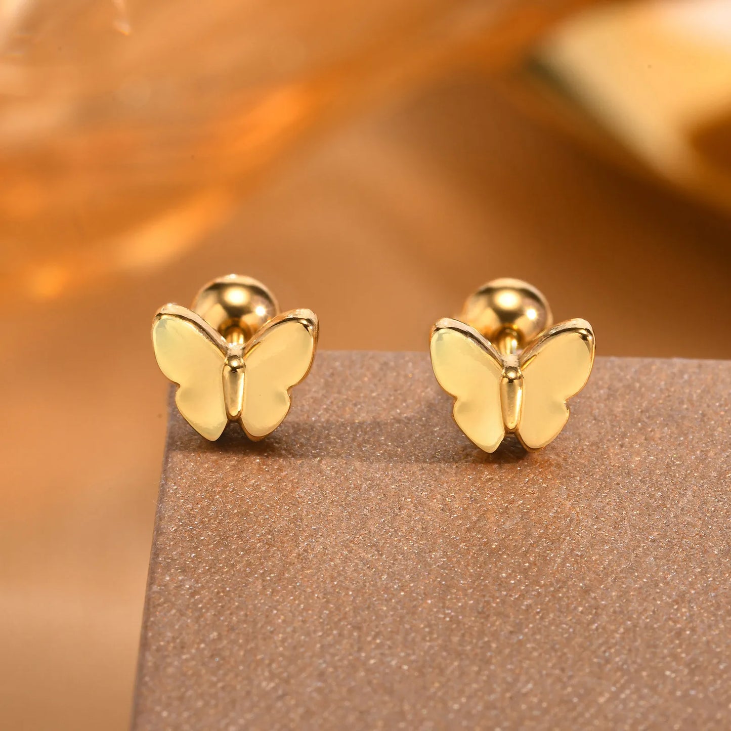 Butterfly Inlay stud 201 Stainless Steel 18K Gold Plated Ear Studs