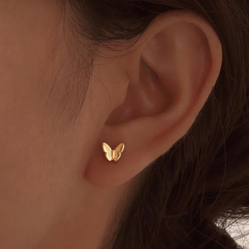 Butterfly Inlay stud 201 Stainless Steel 18K Gold Plated Ear Studs