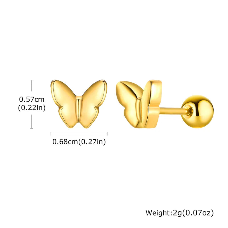 Butterfly Inlay stud 201 Stainless Steel 18K Gold Plated Ear Studs