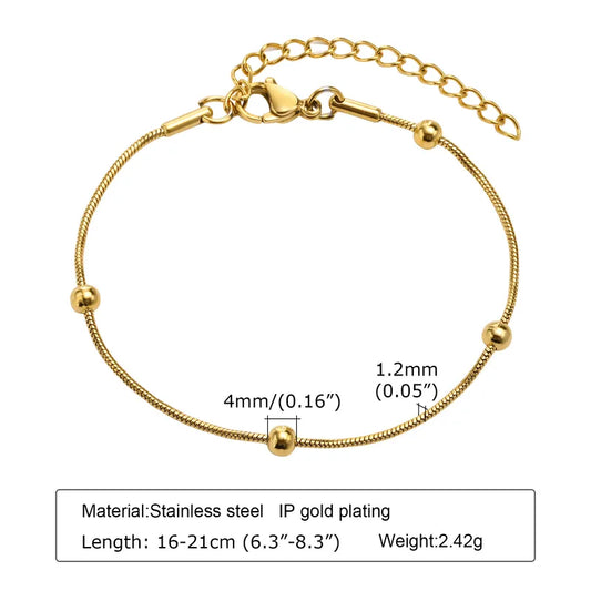 Simple Beaded Korean Style 304 Stainless Steel 18K Gold Plated Bracelets