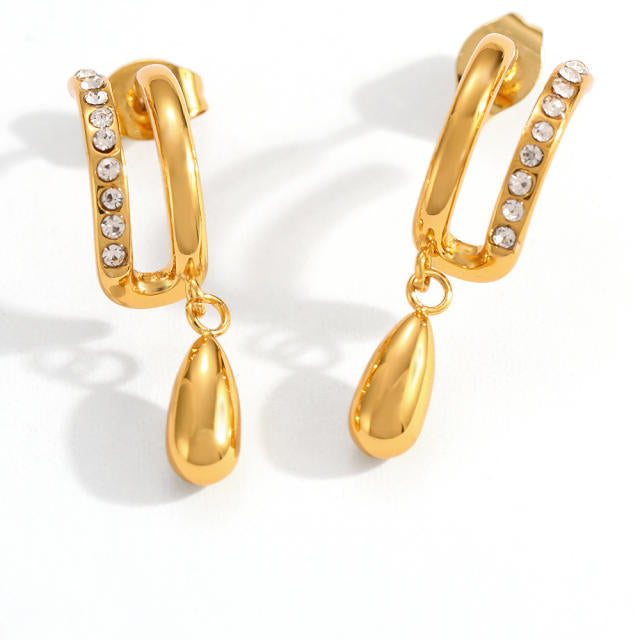 C Shaped Drop 18K Gold Plated 304 Stainless Steel Stud Earring