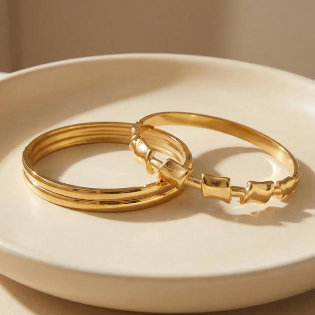 Broad Band 18K Gold Plated 304 Stainless Steel Bracelet