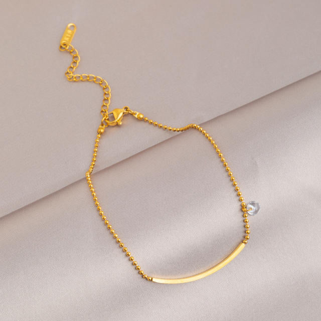 Crystal Stone 18K Gold Plated 304 Stainless Steel Anklet