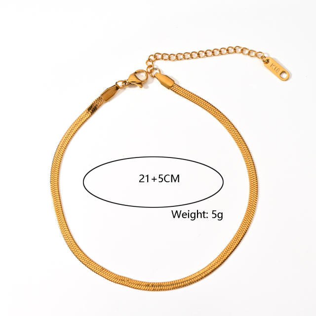 18KG Colorful Butterfly Snake Chain Steel Anklet