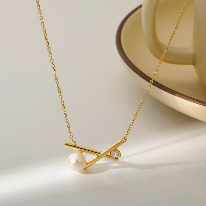 Pretty Copper 304 Stainless Steel 18K Gold Plated Necklace