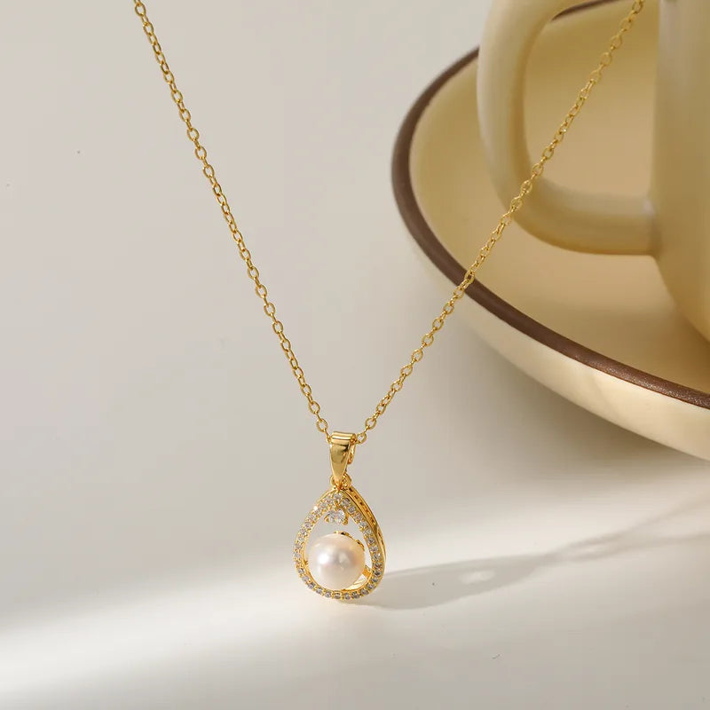 Pretty Copper 304 Stainless Steel 18K Gold Plated Necklace