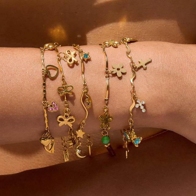 Holiday Charm 18K Gold Plated 304 Stainless Steel Bracelet