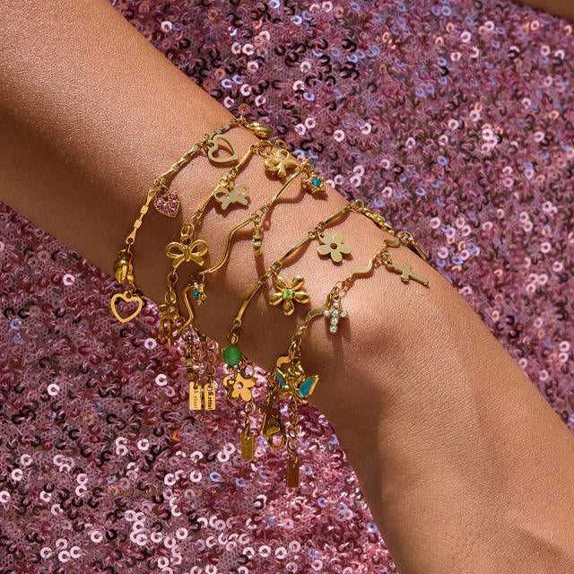 Holiday Charm 18K Gold Plated 304 Stainless Steel Bracelet