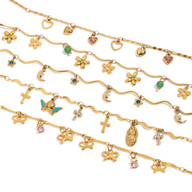 Holiday Charm 18K Gold Plated 304 Stainless Steel Bracelet