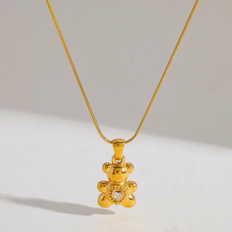 Cute Teddies 18K Gold 304 Stainless Steel Plated Necklace