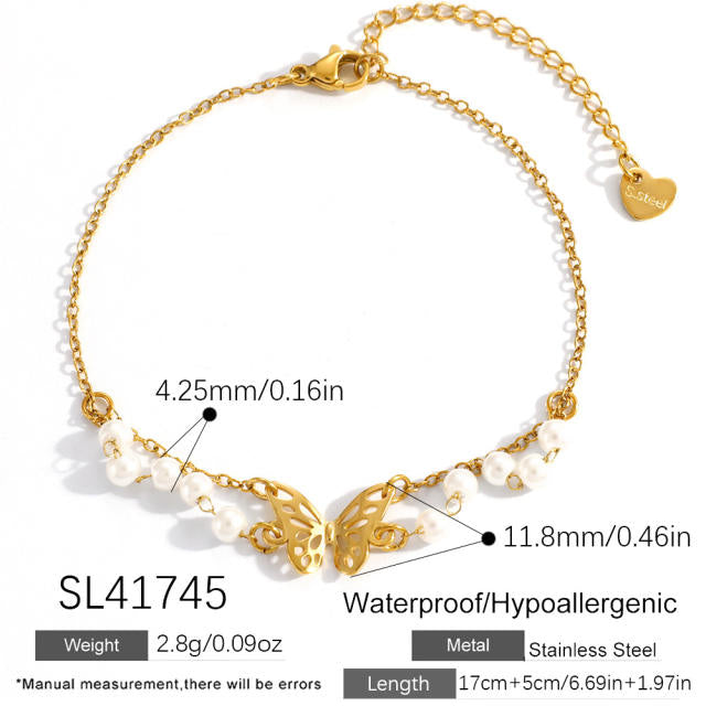 Spring Freshwater Pearls 18K Gold Plated 304 Stainless Steel Bracelet