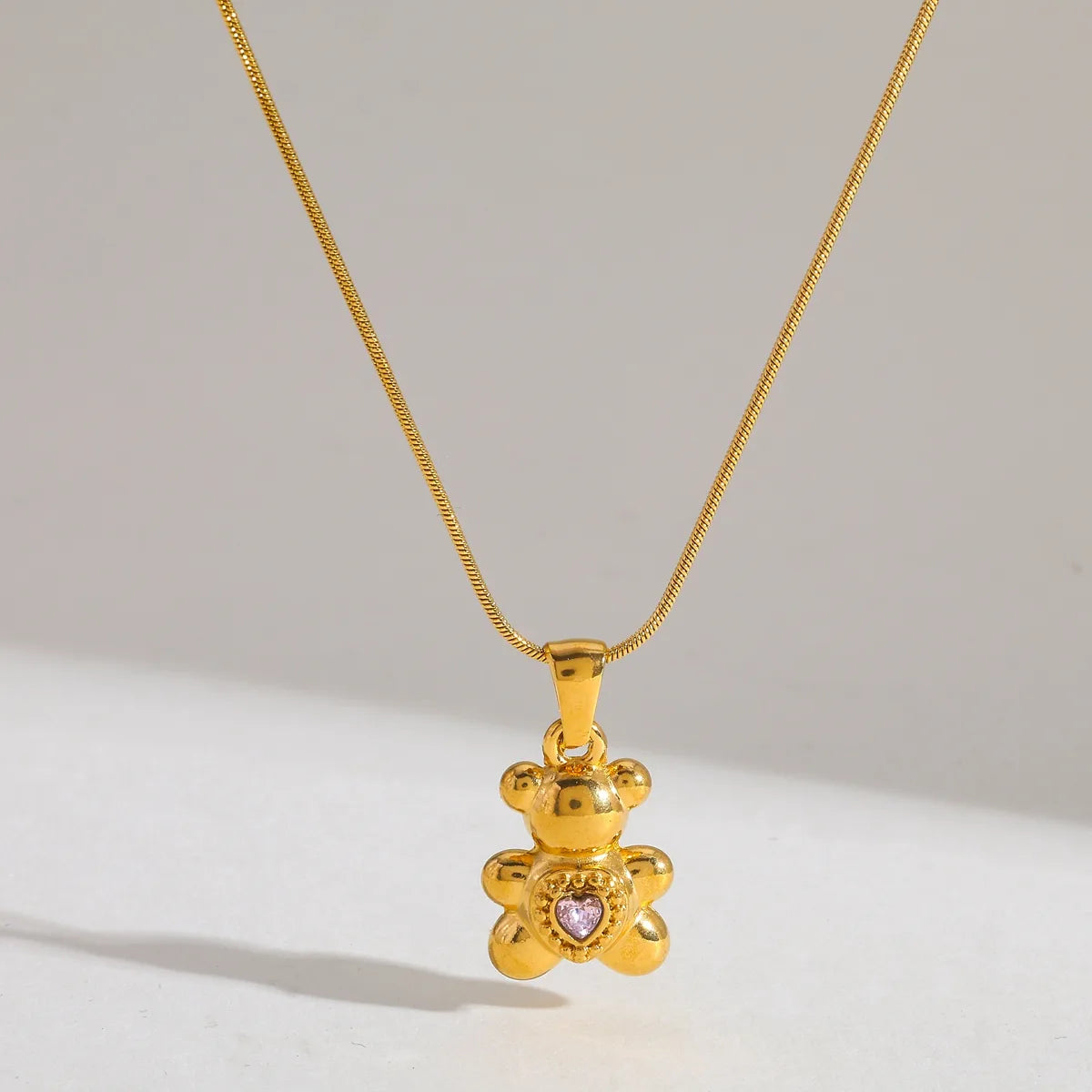 Cute Teddies 18K Gold 304 Stainless Steel Plated Necklace