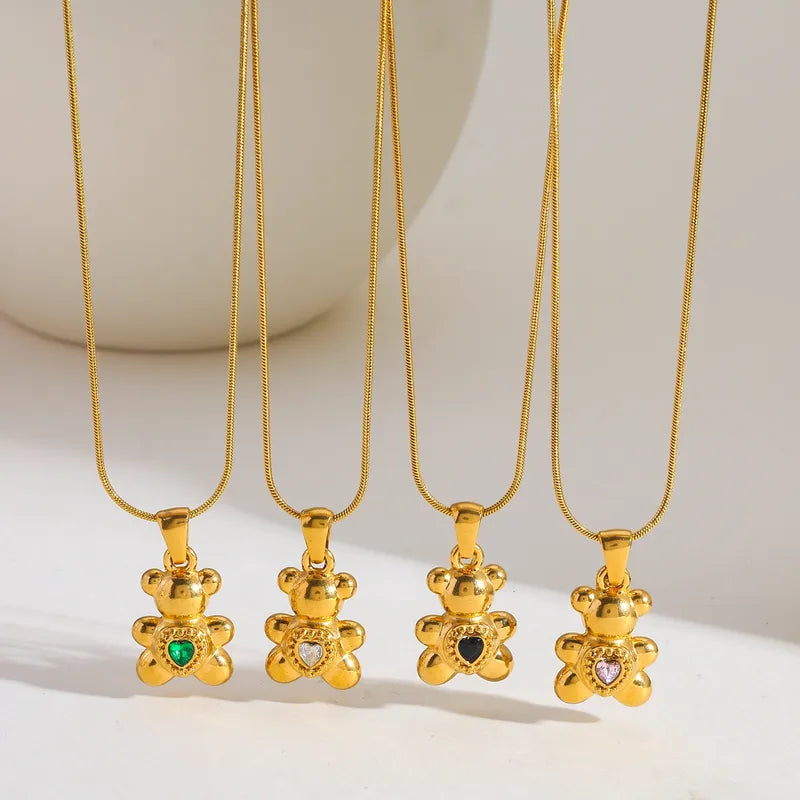 Cute Teddies 18K Gold 304 Stainless Steel Plated Necklace