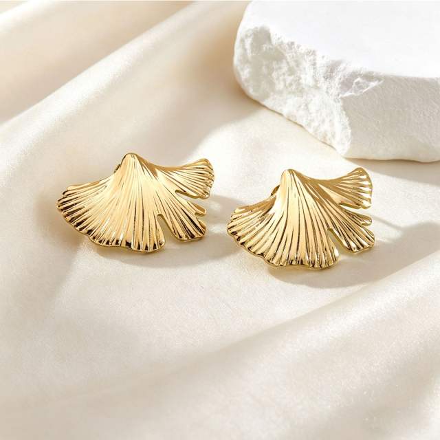 Ginko Leaf Stainless Steel Non-Fading Floral Earrings