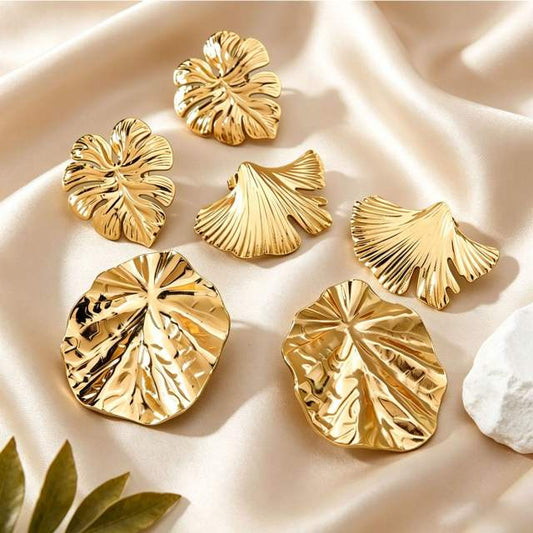Ginko Leaf Stainless Steel Non-Fading Floral Earrings