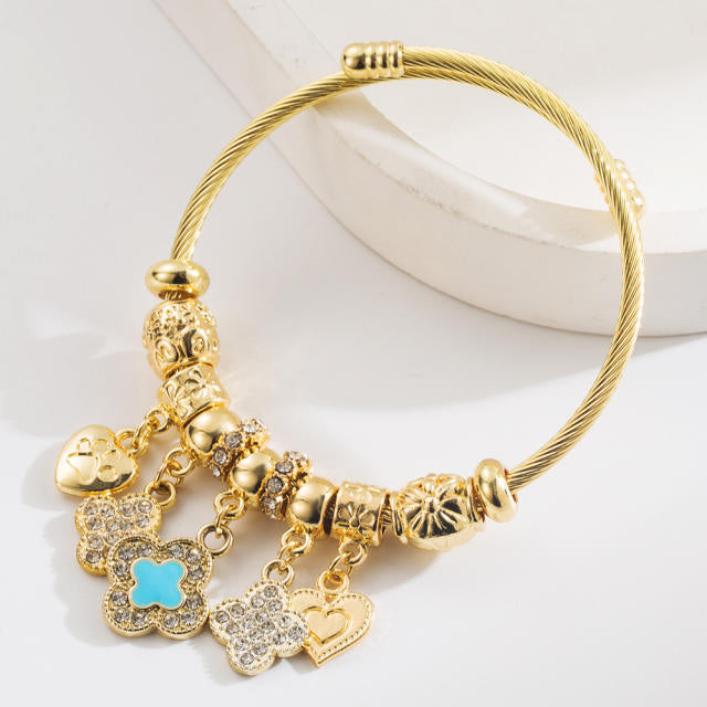 Clover Charm 304 Stainless Steel Bracelet