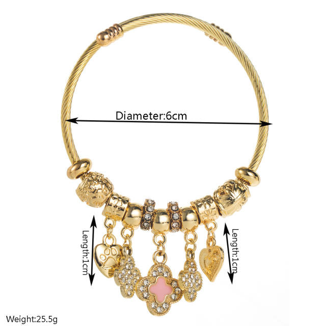 Clover Charm 304 Stainless Steel Bracelet
