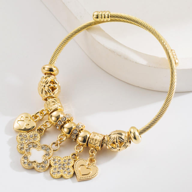 Clover Charm 304 Stainless Steel Bracelet