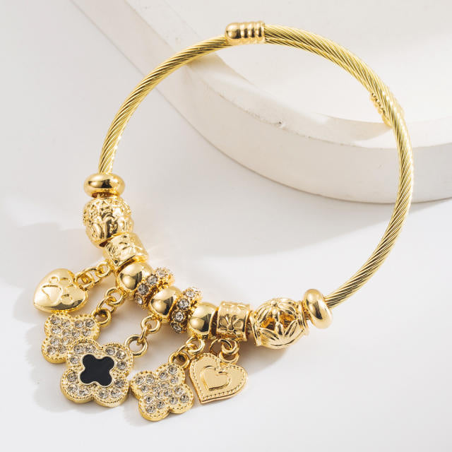 Clover Charm 304 Stainless Steel Bracelet