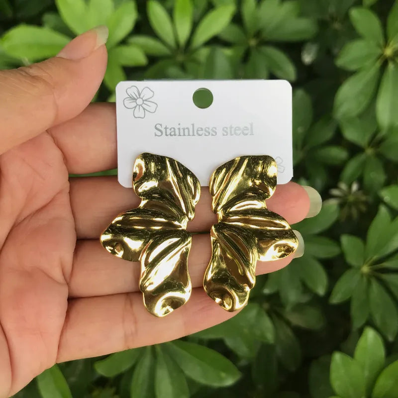 Casual Modern Stainless Steel 18K Gold Plated Ear Studs