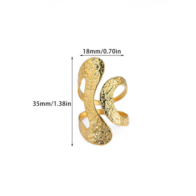 Line Me Up Abstract 18K Gold Plated Stainless Steel Ring