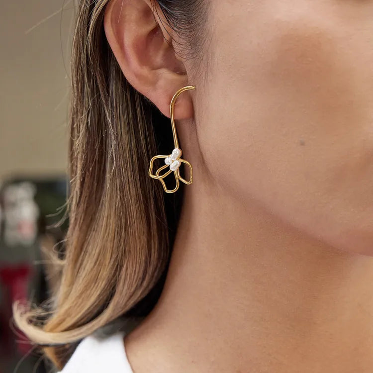 Lily Flower 18K Gold Plated 304 Stainless Steel Earring