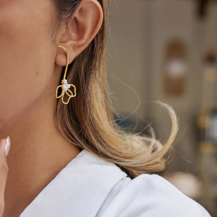 Lily Flower 18K Gold Plated 304 Stainless Steel Earring