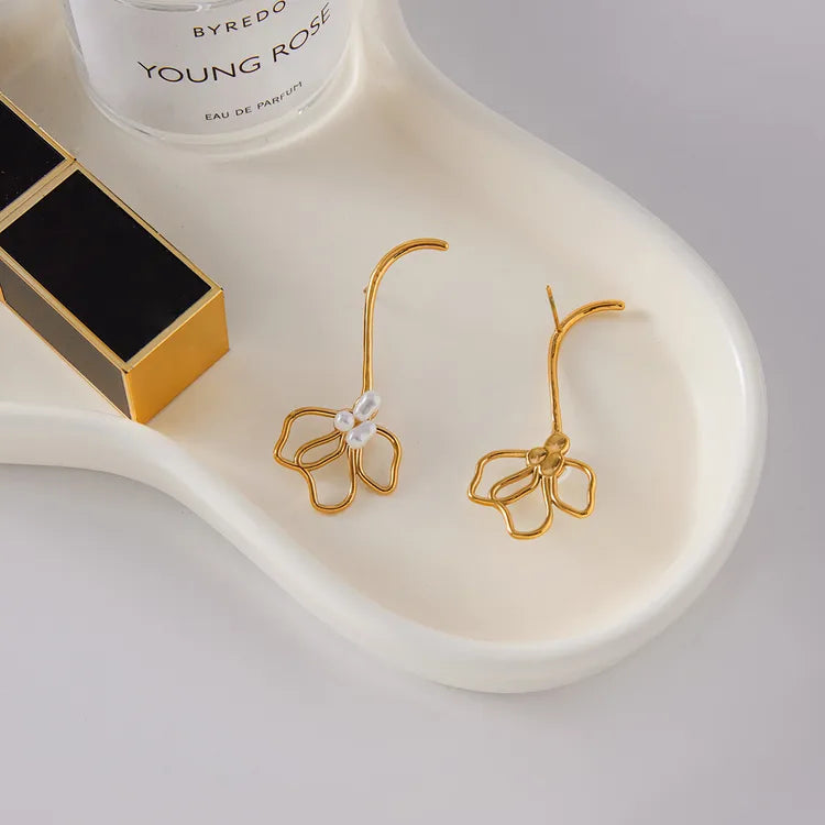 Lily Flower 18K Gold Plated 304 Stainless Steel Earring