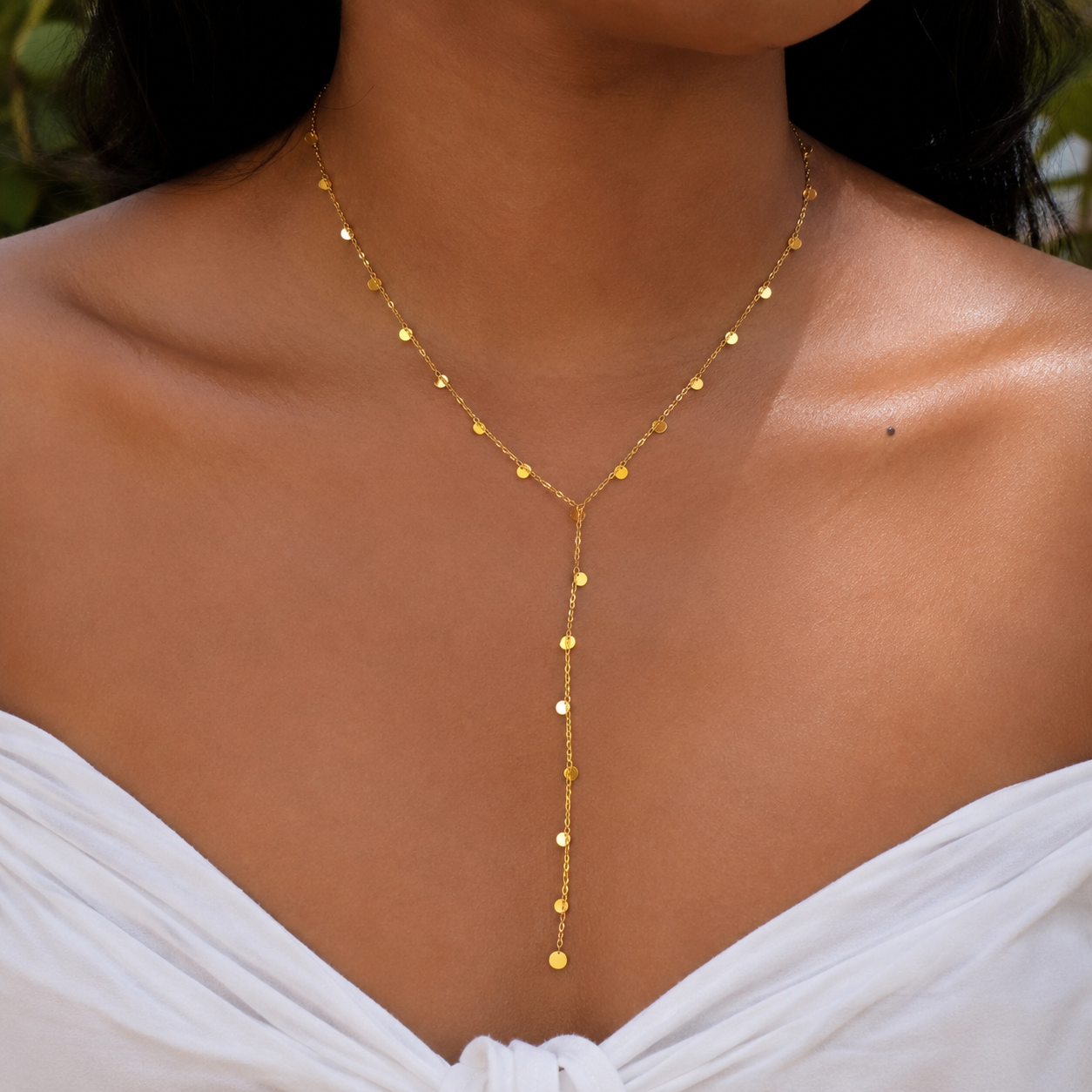 Disk Lengthy 18K Gold Plated 304 Stainless Steel Necklace