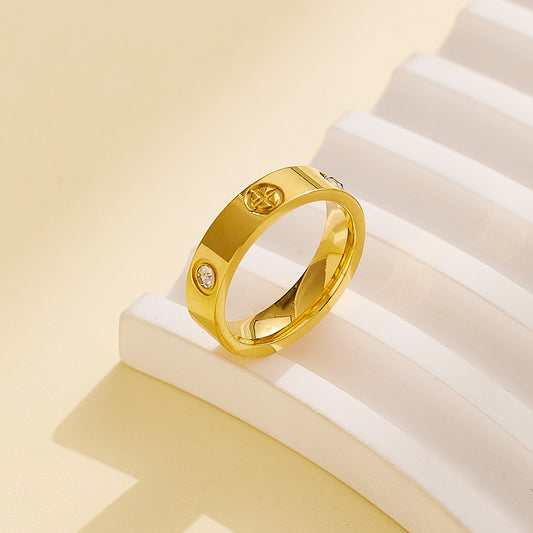 Cartier Style  Simple Style Geometric 304 Stainless Steel Zircon Plating Inlay Ring