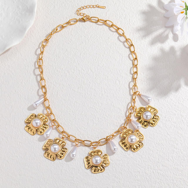 Boho Floral 18K Gold Plated Stainless Steel Necklace