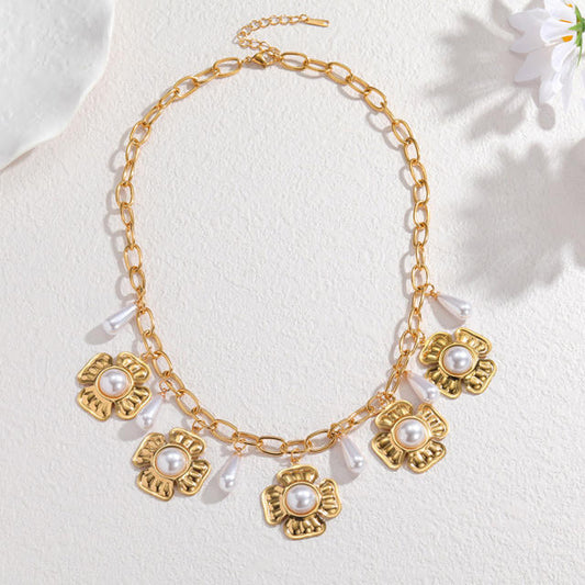Boho Floral 18K Gold Plated Stainless Steel Necklace