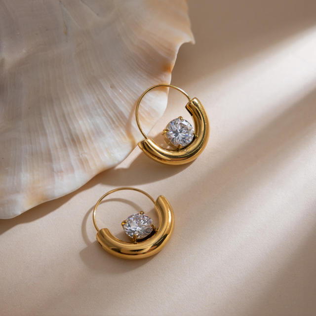 Productive Zirconia 18K Gold Plated Stainless Steel