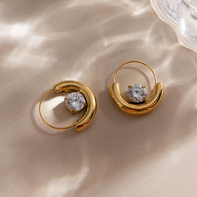Productive Zirconia 18K Gold Plated Stainless Steel