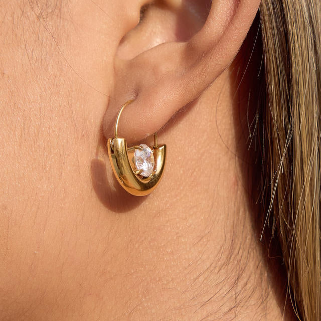 Productive Zirconia 18K Gold Plated Stainless Steel