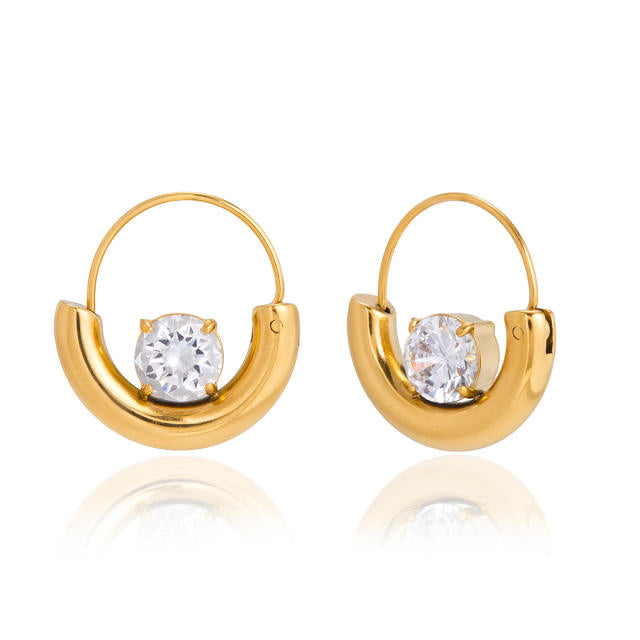 Productive Zirconia 18K Gold Plated Stainless Steel