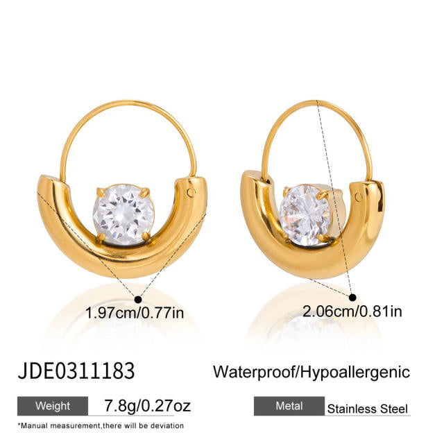 Productive Zirconia 18K Gold Plated Stainless Steel