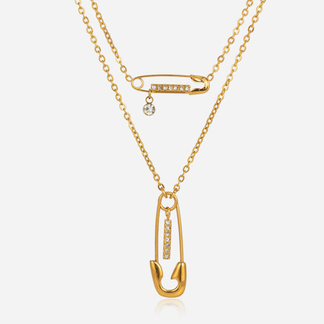 Paperclip Layered 18K Gold Plated Stainless Steel Necklace