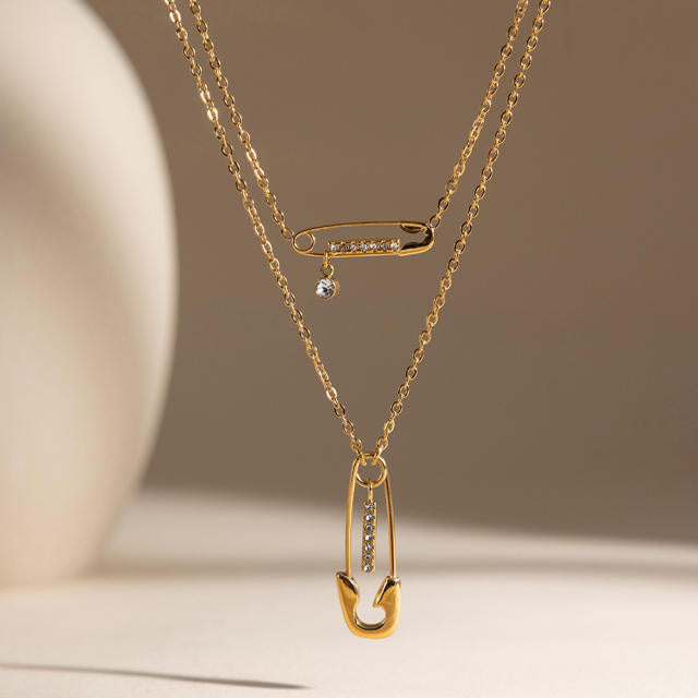 Paperclip Layered 18K Gold Plated Stainless Steel Necklace