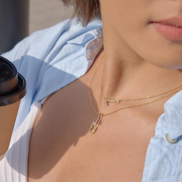 Paperclip Layered 18K Gold Plated Stainless Steel Necklace