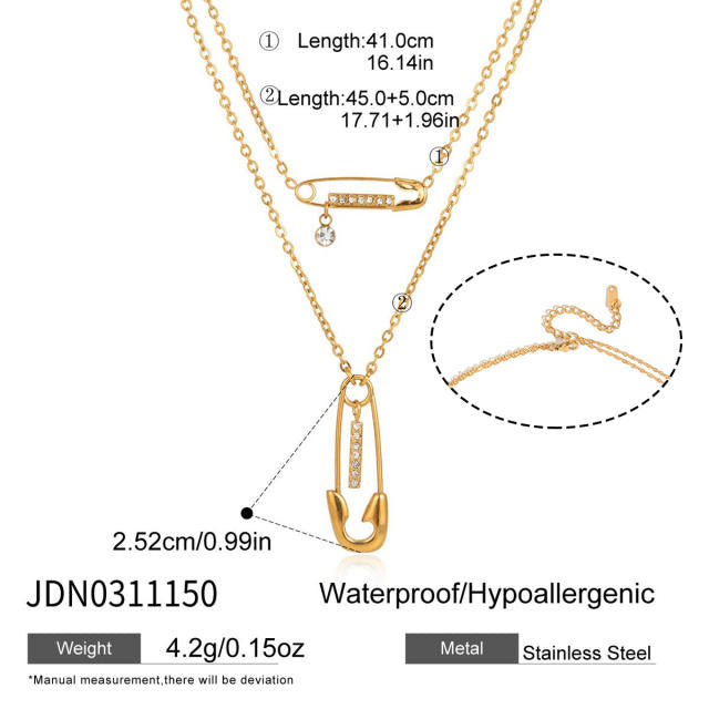 Paperclip Layered 18K Gold Plated Stainless Steel Necklace