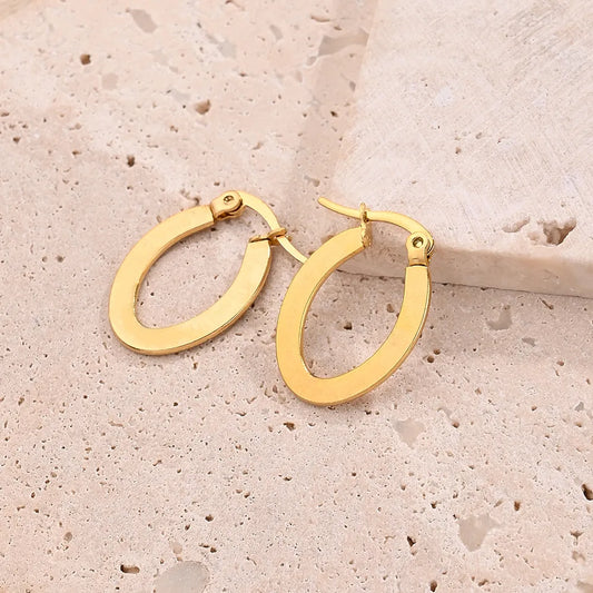 Significant V-Shaped Thick 304 Stainless Steel 18K Gold Plated Earring