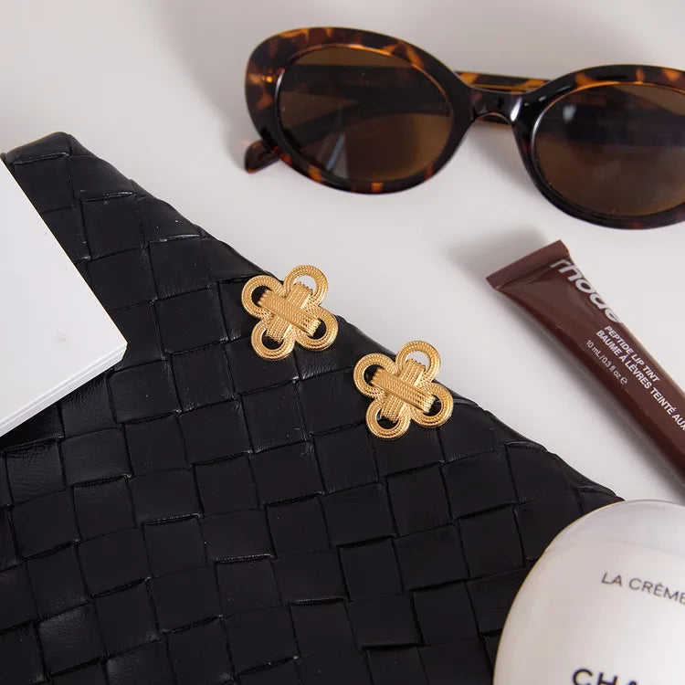Four Leaf Clover 18K Gold Stainless Steel / Knot Earrings
