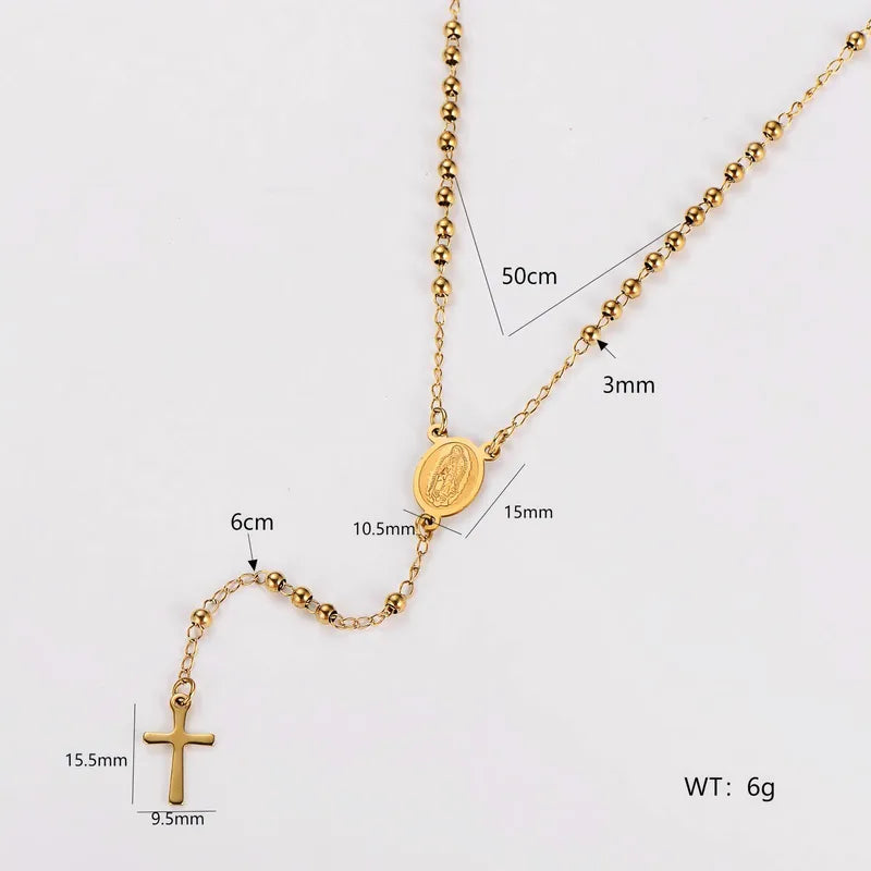 Religious Rosary 18K Gold Plated 304 Stainless Steel Necklace